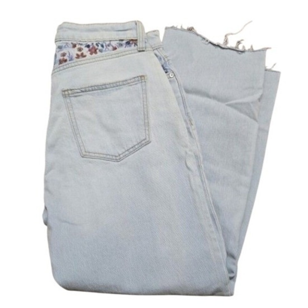 Lauren Conrad LC Embroidered Floral‎ Waist Light Wash Cropped Denim Jeans Size 4